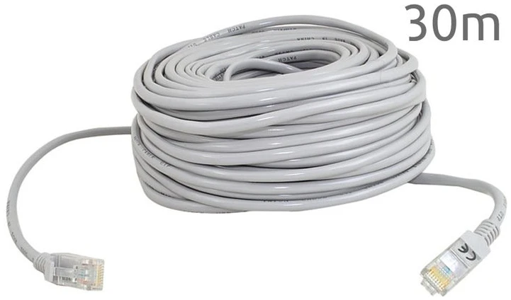 Afbeelding van Internetkabel LAN-Kabel 30 Meter - RJ45-RJ45 - Grijs - bf3f 4538 4628 a205 17309c52cacf