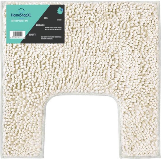 Afbeelding van WC mat - 50x50cm - Gebroken Wit Ecru - Antislip Toiletmat Douchemat Badkamermat of WC mat - c1a5 dde9 4c51
