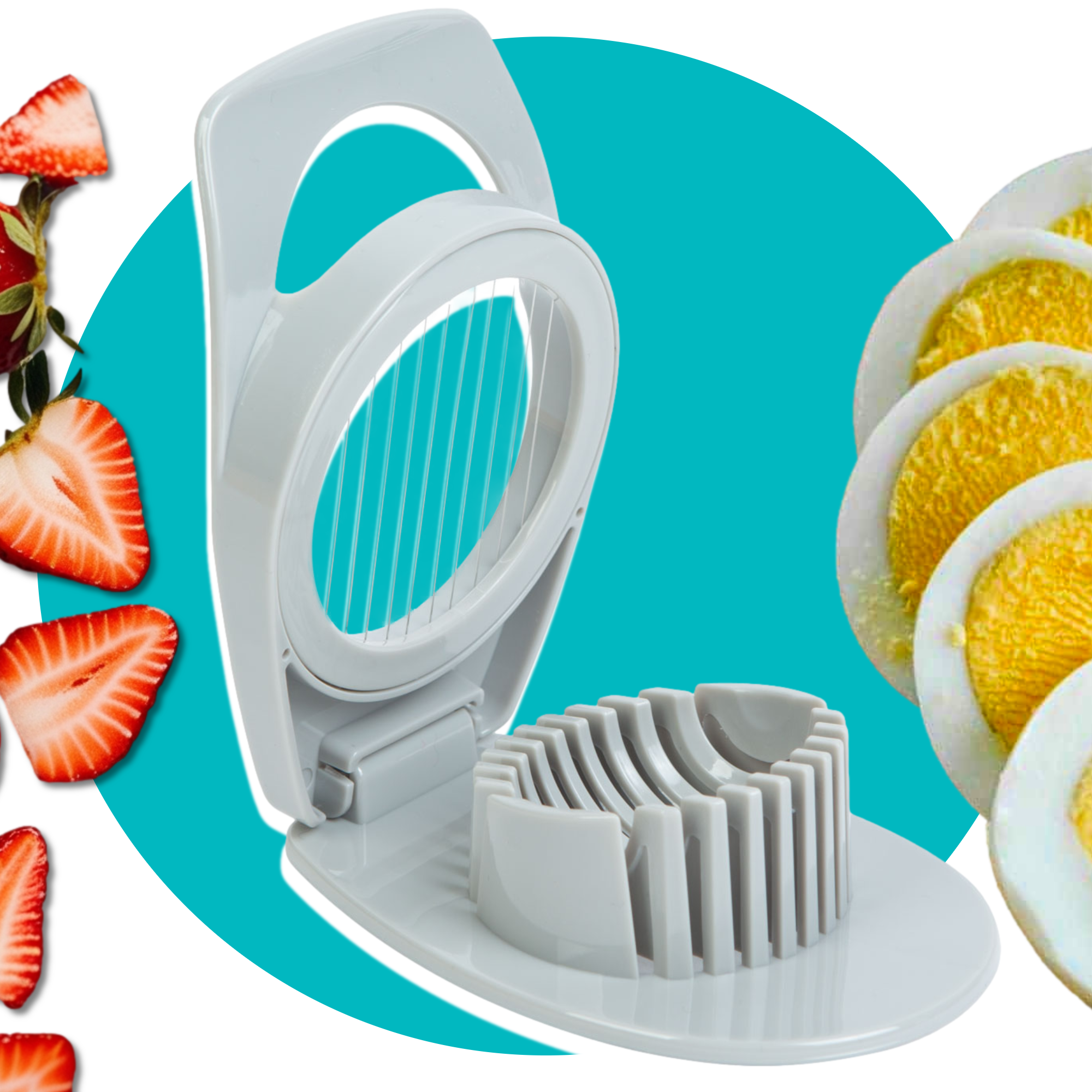 Afbeelding van Bewello - Ei Snijder / Eiersnijder - Vaatwasserbestendig - RVS Draad & BPA vrij - Grijs - Eisnijder