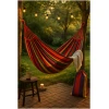 Afbeelding van HSXL Dubbele Hangmat Rood met Touwen - 1 of 2 Persoons - Lig Oppervlak 190x150cm - Lengte 260cm - c291 f288