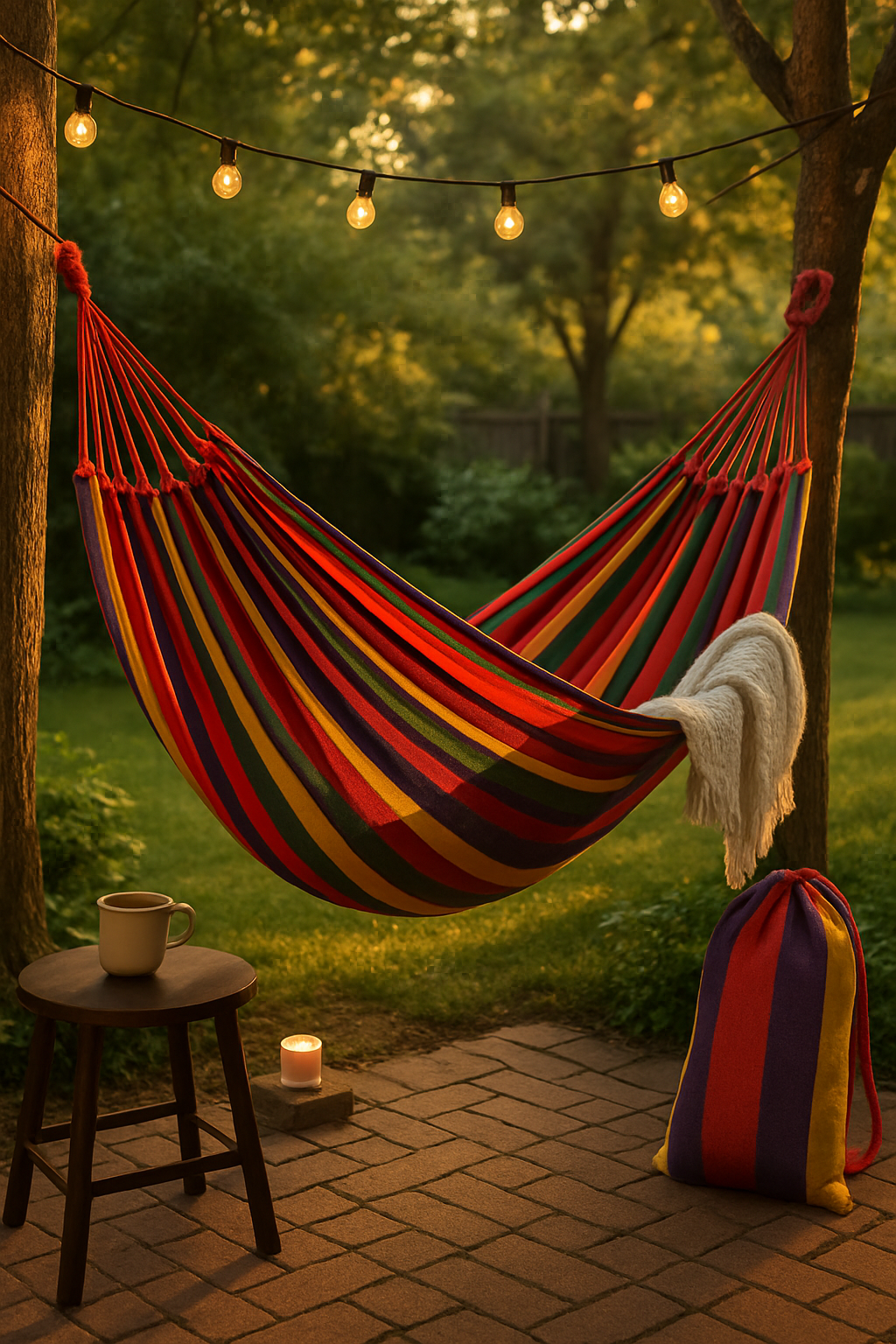 Afbeelding van HSXL Dubbele Hangmat Rood met Touwen - 1 of 2 Persoons - Lig Oppervlak 190x150cm - Lengte 260cm - c291 f288