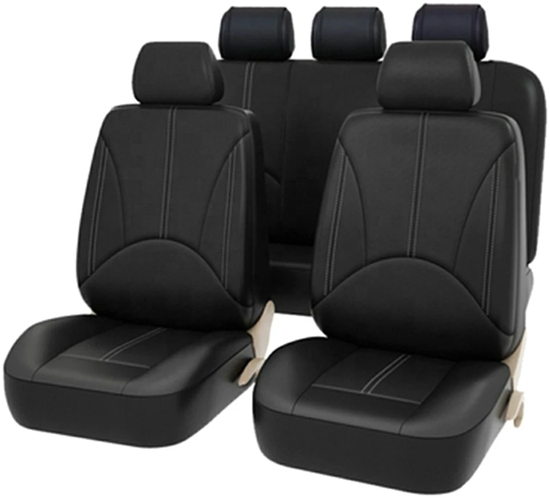 Afbeelding van Universele stoelhoezen auto - Eco Kunst Leer - Zwart - Stoelhoes voor in de auto - Complete set -