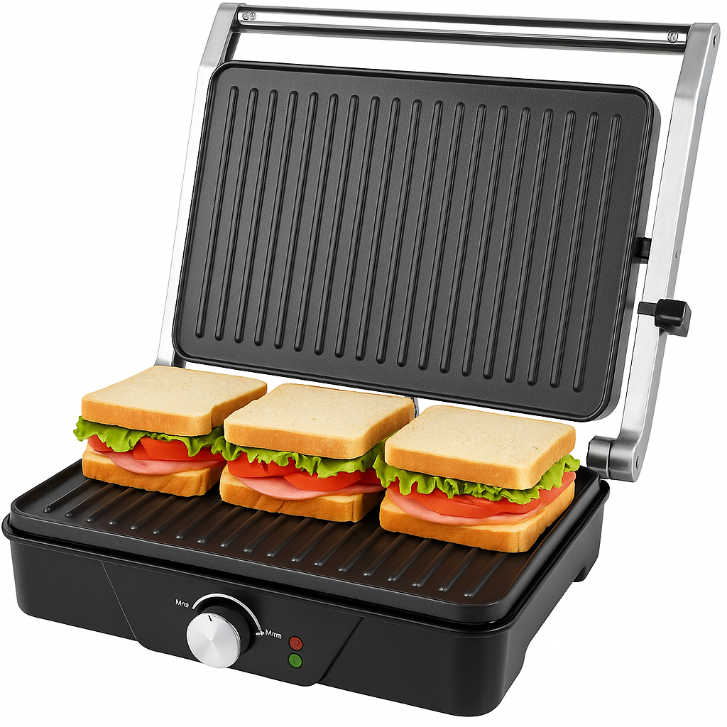 Afbeelding van Eldom GK170 Contactgrill – 2000W RVS – Dubbele Grillfunctie – 30x25 cm – Antiaanbak /