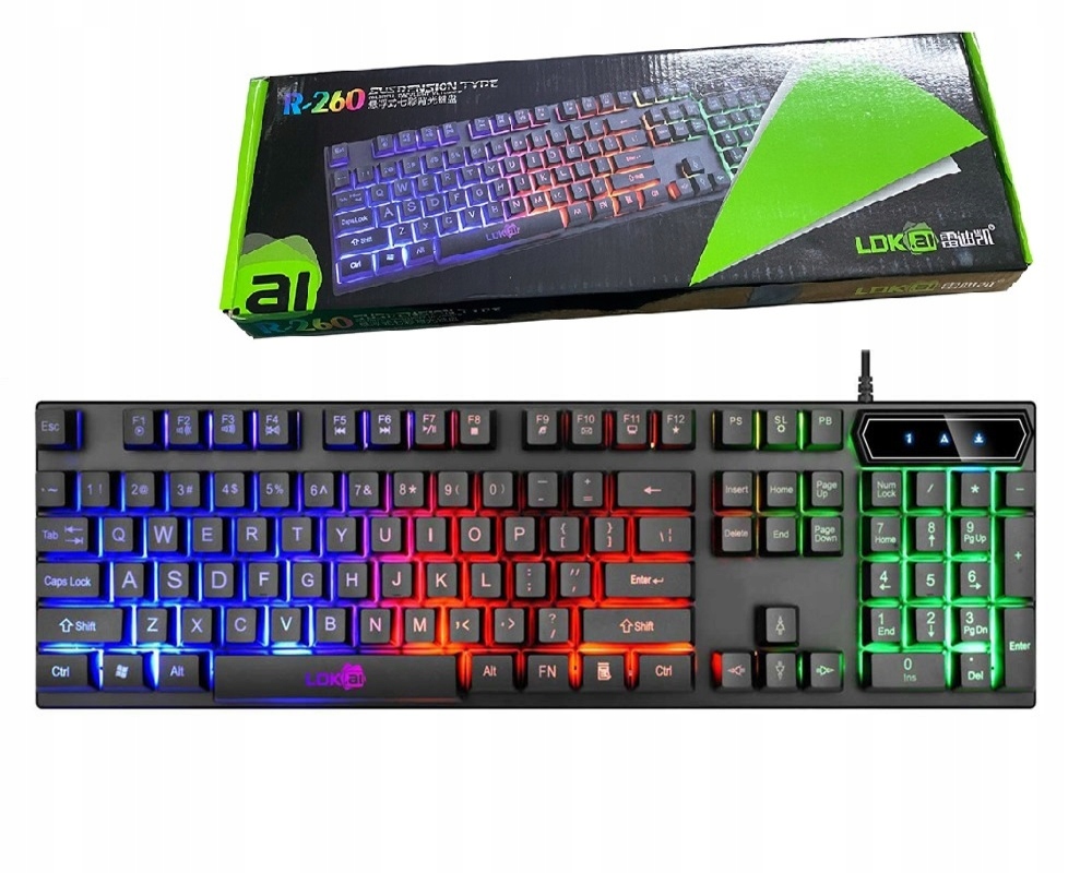 Afbeelding van LDKAI Gaming Toetsenbord met LED Verlichting - Gaming keyboard - Led RGB - QWERTY - Zwart - USB - c54c 25d9