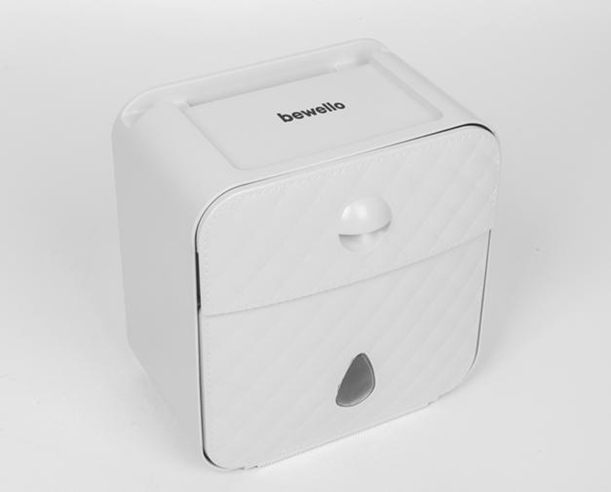 Afbeelding van Bewello® - WC Rolhouder - Toiletrolhouder - Zelfklevend WC Kastje - Wit met Grijs - 205 x 125 x 220 mm -