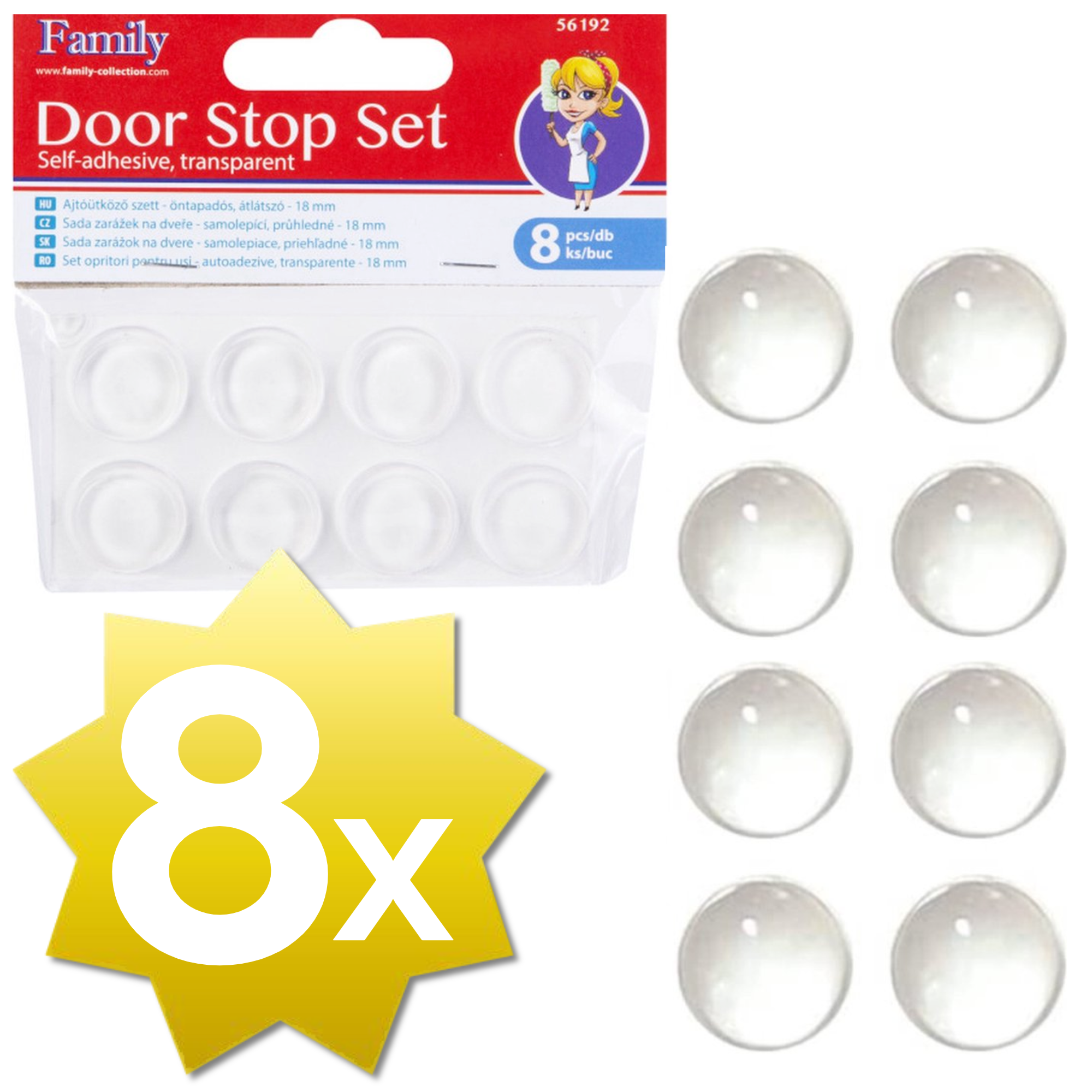 Afbeelding van Deurstoppers Zelfklevend Transparant - 8x - 18mm - Stootdopjes - Stootdoppen - Anti Slip Dopjes -