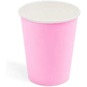 Afbeelding van Kartonnen Bekertjes Roze 250ml 12 stuks - Wegwerp Bekers - Feest/Verjaardag / Limonade Bekertjes - Feestjes -