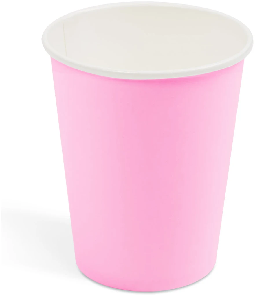 Afbeelding van Kartonnen Bekertjes Roze 250ml 12 stuks - Wegwerp Bekers - Feest/Verjaardag / Limonade Bekertjes - Feestjes -