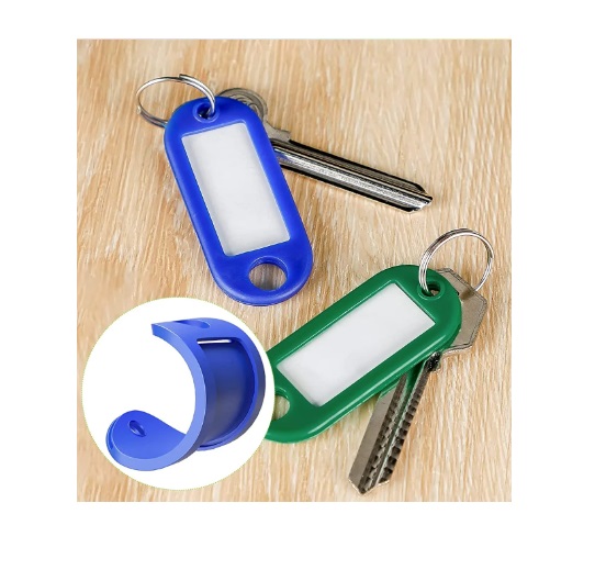 Afbeelding van 100x Sleutellabels - 100 stuks - Met sleutelringen en naamkaartje - Sleutelhanger met Etiket - Geschikt voor