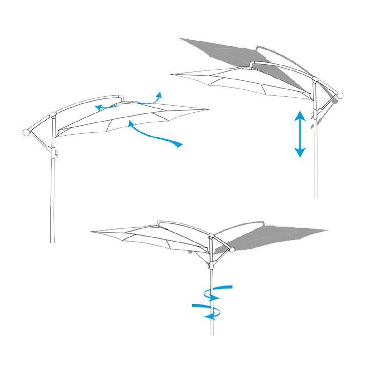 Afbeelding van Lifetime Garden Zweefparasol met Voet - Zwevende Parasol Kantelbaar - ⌀300 x 300 cm - Balkonparasol met