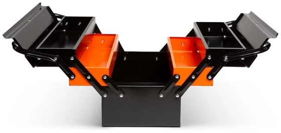 Afbeelding van Handy - Gereedschapskoffer Leeg / Gereedschapskist Metaal - Zwart/Oranje - 430 x 210 x 200 mm - Cadeau Mannen