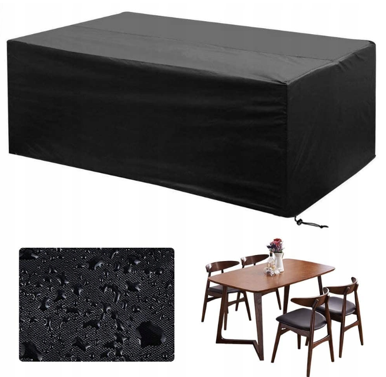 Afbeelding van Tuinset Beschermhoes Waterdicht met Trekkoord en Goede Afwatering - B242 x L160 x H100CM - Zwarte hoes