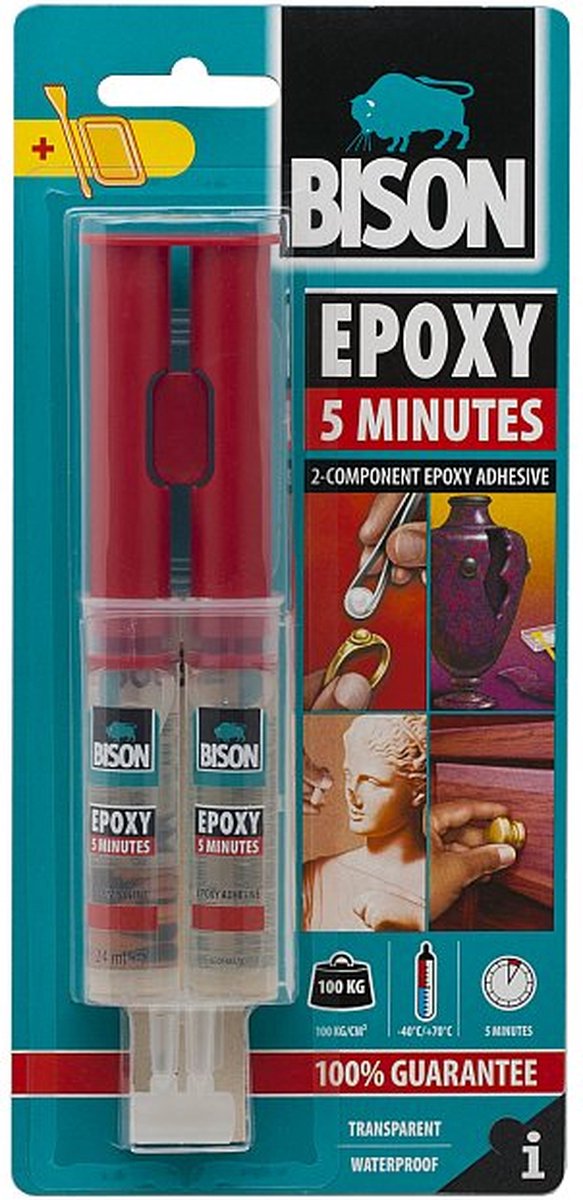 Afbeelding van Bison - Epoxy lijm voor Metaal, Steen, Beton, Polyester Reparatieset - Vloeibaar staal Transparant - 2