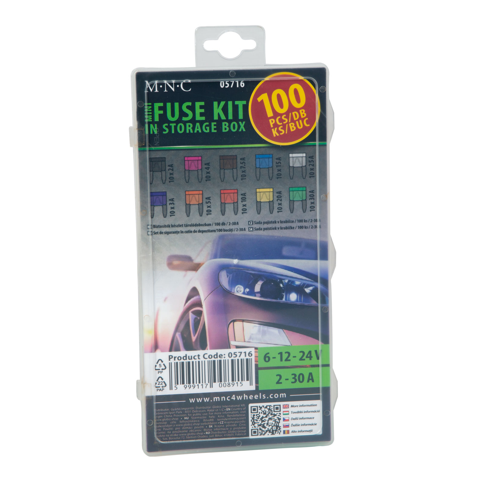 Afbeelding van MNC - Premium Zekeringen - Autozekeringen / Motor Zekering - 100 stuks - 6V/12V/24V - 3, 5, 7.5, 10, 15, 20,