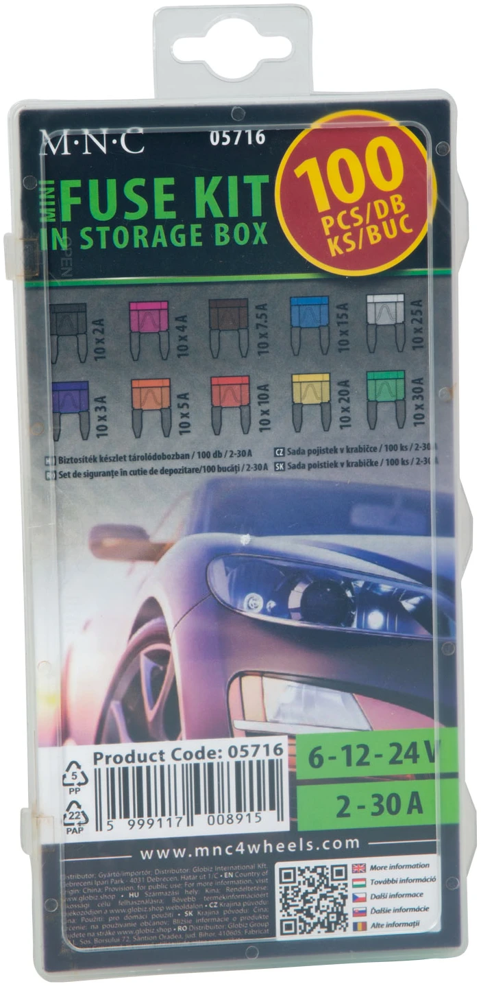 Afbeelding van MNC - Premium Zekeringen - Autozekeringen / Motor Zekering - 100 stuks - 6V/12V/24V - 3, 5, 7.5, 10, 15, 20,