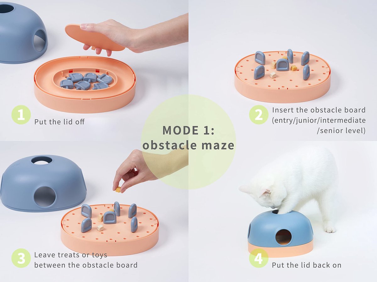 Afbeelding van 3-in-1 Interactief Kattenspeelgoed - Food Maze - Voederpuzzel - Blauw / Roze - c9a4 1a60 440d 88c8