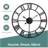 Afbeelding van HSXL - 60cm Grote Stille Wandklok Landelijk en Industrieel uit Zwart Metaal - Groot - 60 cm - Metalen