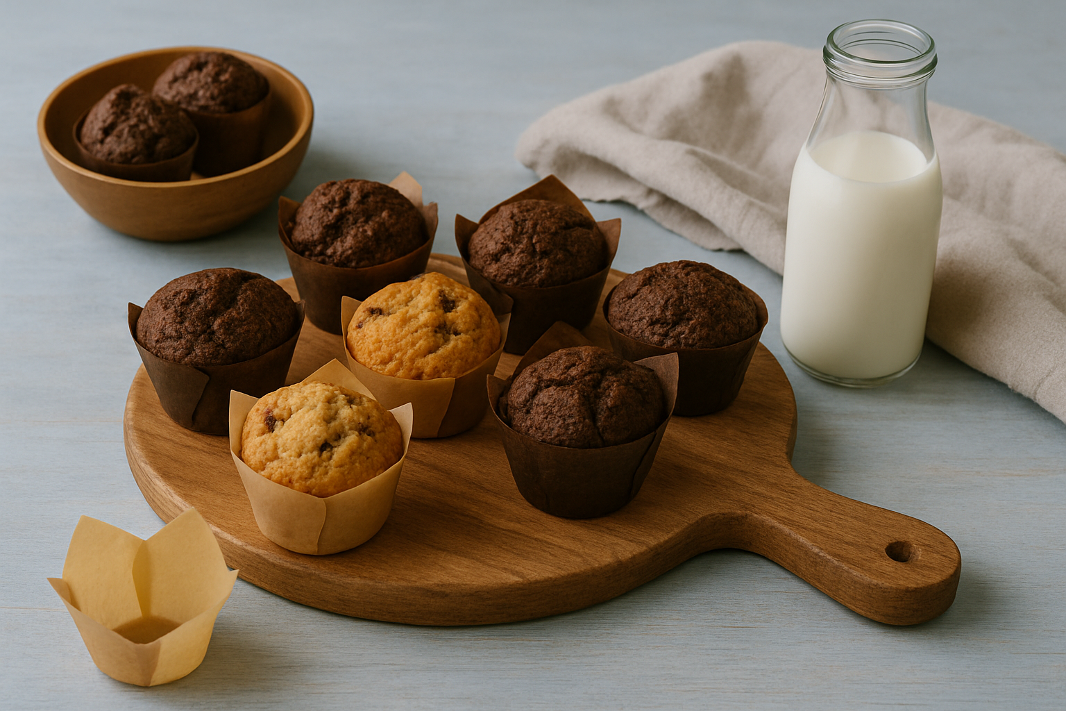 Afbeelding van 100x Muffin Tulp Vormpjes Papier - Cupcake Tulpen - 100 Stuks - Licht en Donkerbruin - Muffin Papiertjes