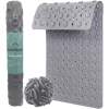 Afbeelding van HSXL - Antislipmat - 88x40CM - Incl. Netspons - Antislip Douchemat / Badmat Grijs met Zuignappen – Mat voor