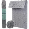 Afbeelding van HSXL - Antislipmat - 88x40CM - Incl. Netspons - Antislip Douchemat / Badmat Grijs met Zuignappen – Mat voor