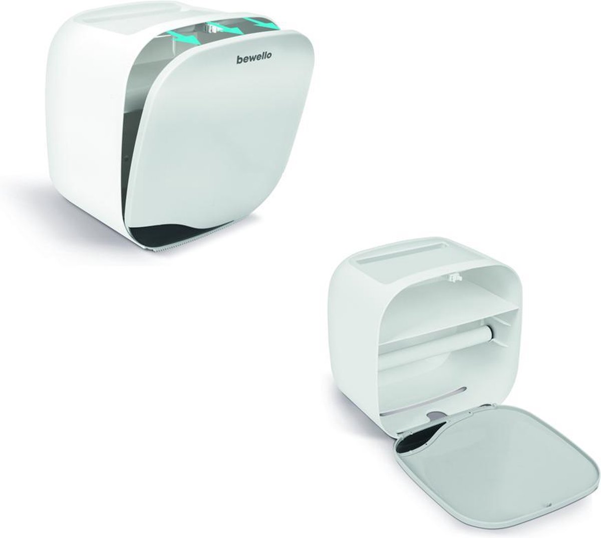 Afbeelding van Bewello® - WC Rolhouder - Toiletrolhouder - Zelfklevend WC Kastje - Wit met Grijs - 200 x 130 x 205 mm -