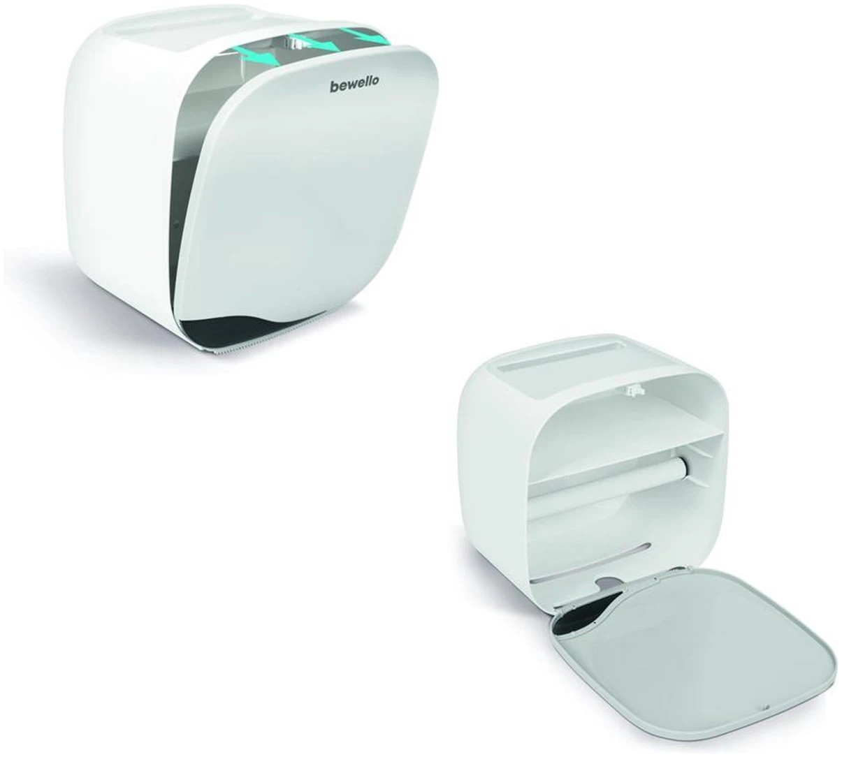 Afbeelding van Bewello® - WC Rolhouder - Toiletrolhouder - Zelfklevend WC Kastje - Wit met Grijs - 200 x 130 x 205 mm -