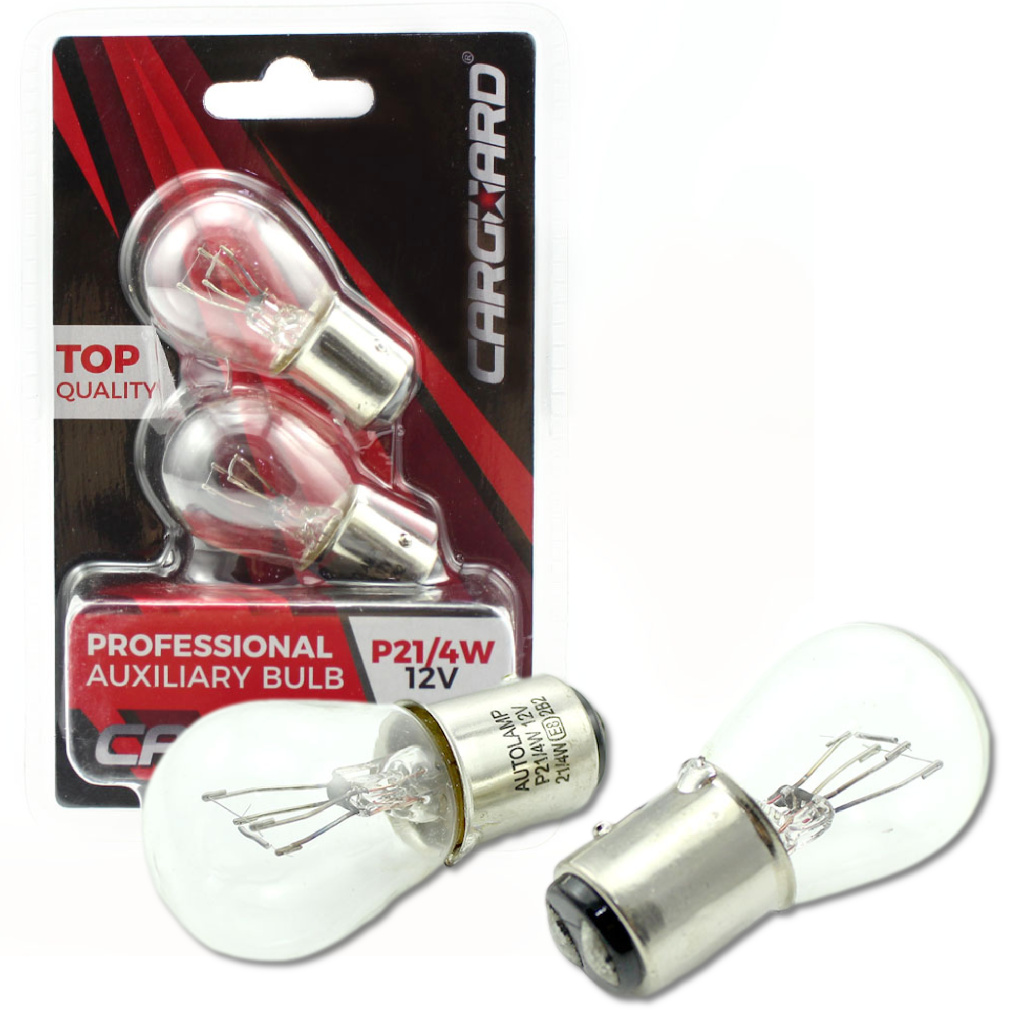 Afbeelding van Carguard - Set (2x) BAZ15D - P21/4W Autolampen Remlicht - Transparant - 12V 4W - Long Lifetime - Remlichten