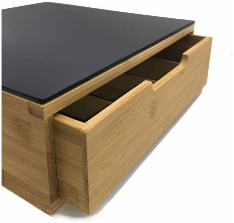 Afbeelding van Luxe Capsulehouder | Bamboe & Zwart Glas | Multifunctionele Cuphouder voor Dolce Gusto, Lavazza,