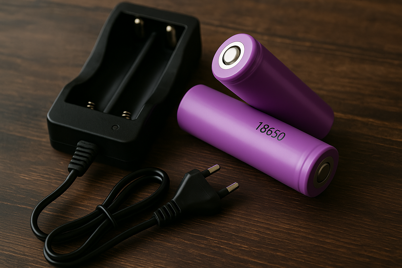 Afbeelding van 2x 1200mAh 18650 3,7V Li-Ion - 18 x 65 mm Cilindrisch - Oplaadbare CR18650 Batterijen met Netstroom Oplader -