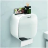 Afbeelding van Bewello® - WC Rolhouder - Toiletrolhouder - Zelfklevend WC Kastje - Wit met Grijs - 200 x 130 x 205 mm -