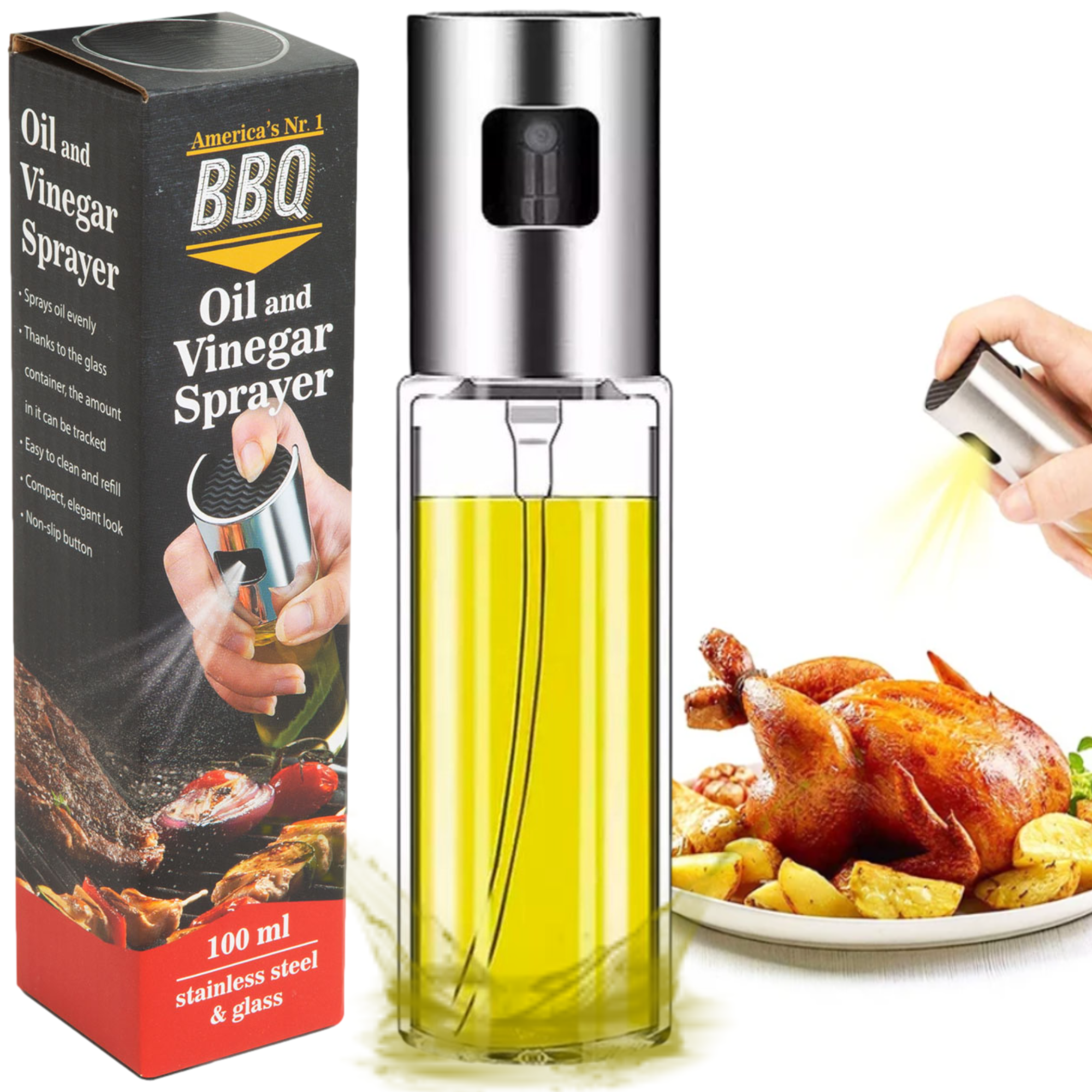 Afbeelding van America's No.1 BBQ Oliesprayer - Olijfolie Sprayer - Gourmet / Gourmetten - Luxe Olie Sprayer -
