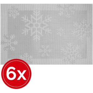 Afbeelding van Kerst Placemat - 6 stuks Placemats - Zilver Sneeuwvlokken - d283 f348 462b 8437 ea296c503fdf