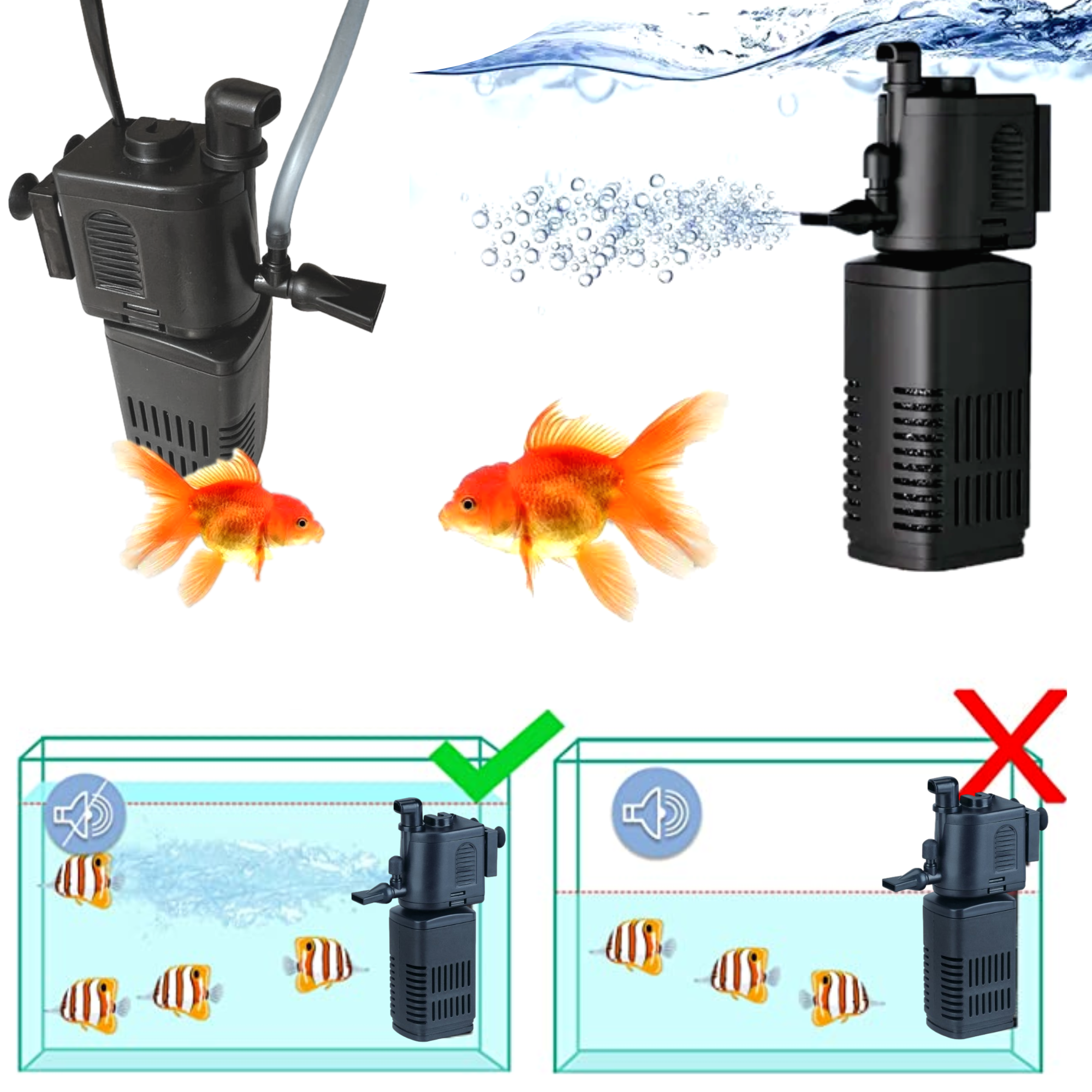 Afbeelding van Aquarium Filter Pomp - Wasbaar Filter - 230V - 500L/h - Aquariumfilter voor Zuurstof en Filtratie - d29c 5ddd