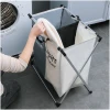 Afbeelding van Wasmand - Wassorteerder Metalen Frame - Wasmanden - Wasmand 2 Vakken - Opvouwbaar - 2x 44L (88 Liter) - d51d