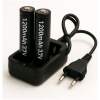 Afbeelding van 2x 1200mAh 18650 3,7V Li-Ion - 18 x 65 mm Cilindrisch - Oplaadbare CR18650 Batterijen met Netstroom Oplader -