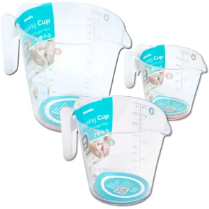 Afbeelding van Bewello Maatbeker Set met Schenktuit - 1 Liter / 500 ml / 250 ml - met Anti-Slip Ring op de bodem - 3 Stuks