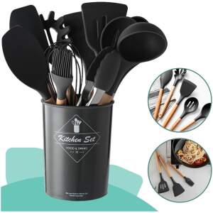 Afbeelding van Keukengerei Set met Houder 12 delig - Hittebestendig / BPA Vrij / Siliconen - Keuken Gerei - d7c8 d10a 4a18