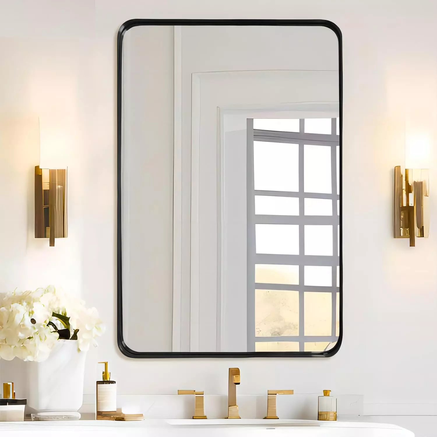 Afbeelding van HSXL - Spiegels - Luxe Rechthoekige Spiegel Zwart - 60x90cm Groot - Grote Wandspiegel 60 x 90 cm Rechthoek