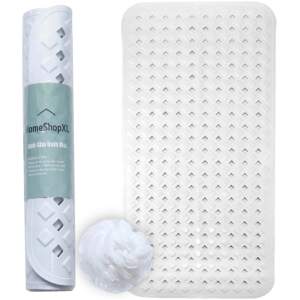 Afbeelding van HSXL - Antislipmat - 88x40CM - Incl. Netspons - Antislip Douchemat / Badmat Wit met Zuignappen – Mat voor