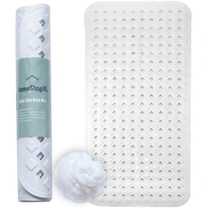 Afbeelding van HSXL - Antislipmat - 88x40CM - Incl. Netspons - Antislip Douchemat / Badmat Wit met Zuignappen – Mat voor