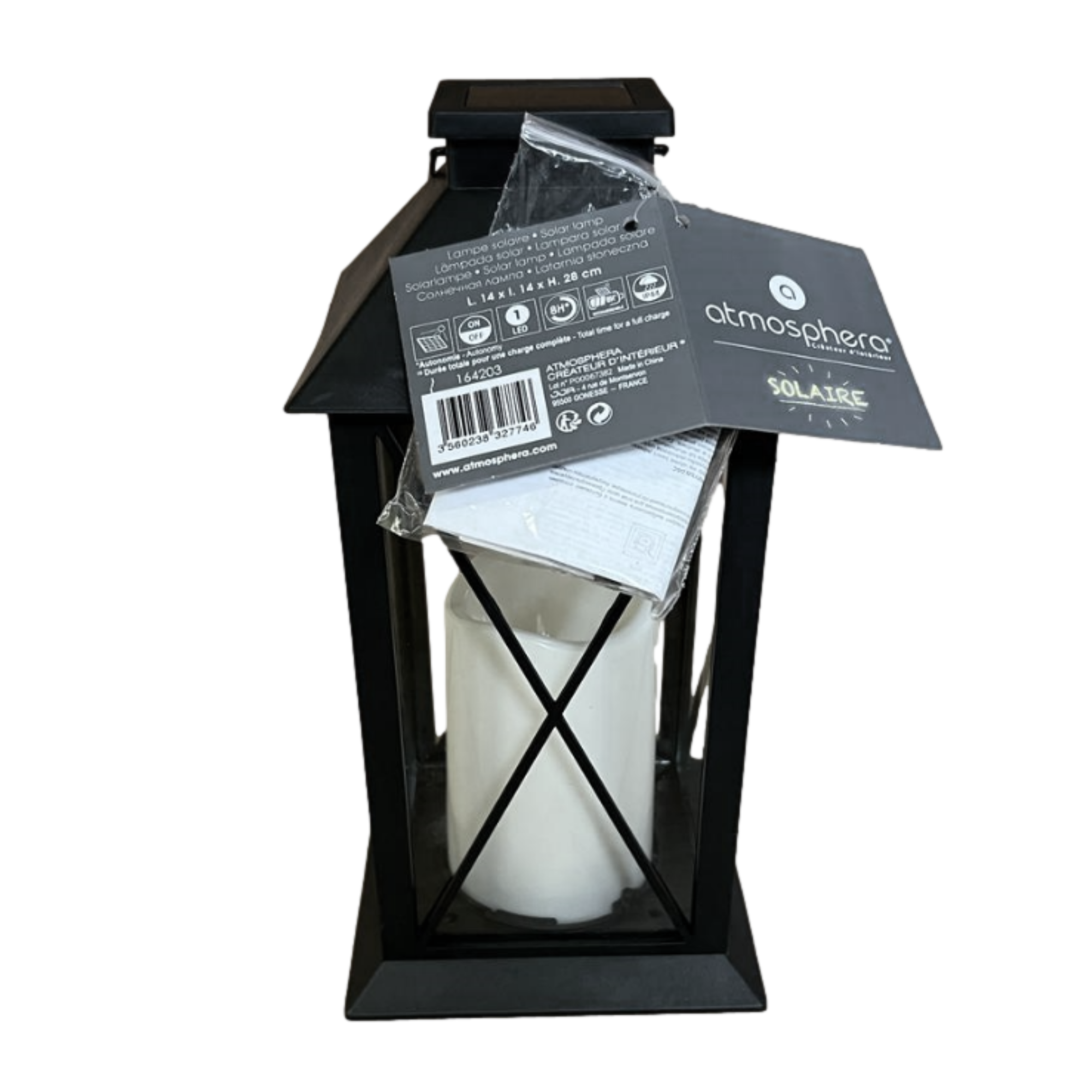 Afbeelding van Landelijke Tuin Lantaarn met LED Kaars Solar - Windlicht op Zonne-Energie - Tafellamp voor Buiten met