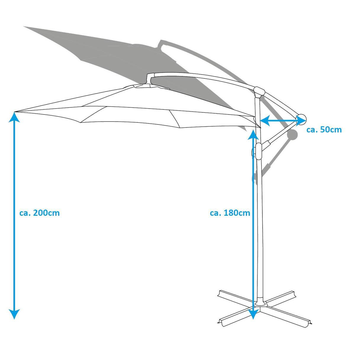 Afbeelding van Lifetime Garden Zweefparasol met Voet - Zwevende Parasol Kantelbaar - ⌀300 x 300 cm - Balkonparasol met