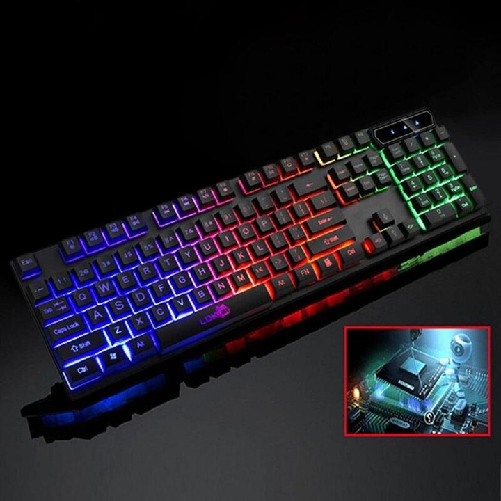 Afbeelding van LDKAI Gaming Toetsenbord met LED Verlichting - Gaming keyboard - Led RGB - QWERTY - Zwart - USB - dcc2 bf03
