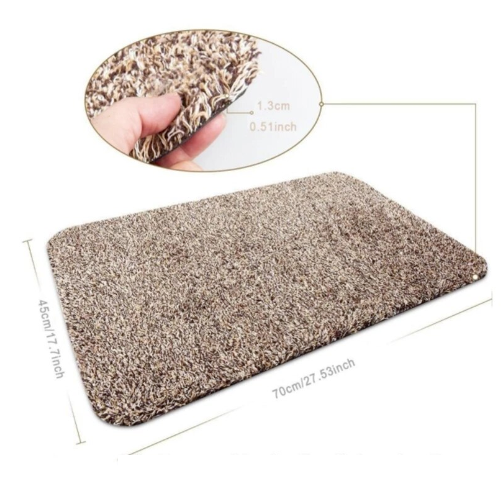 Afbeelding van Magische Deurmat Anti-Slip voor binnen - 45x70cm - Rubber/Stof - Bruin - Droogloopmat Antislip - dce7 a389