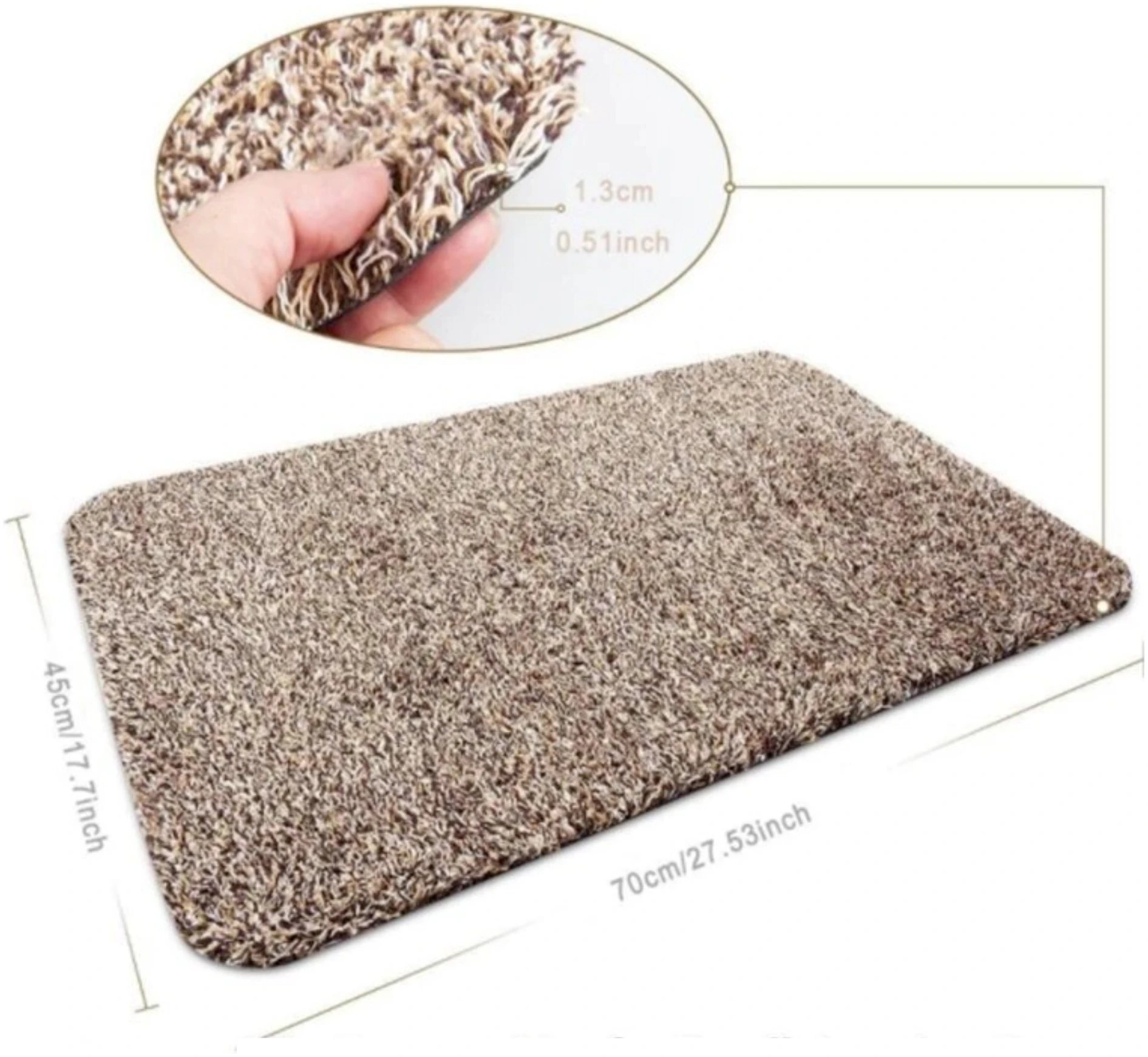 Afbeelding van Magische Deurmat Anti-Slip voor binnen - 45x70cm - Rubber/Stof - Bruin - Droogloopmat Antislip - dce7 a389