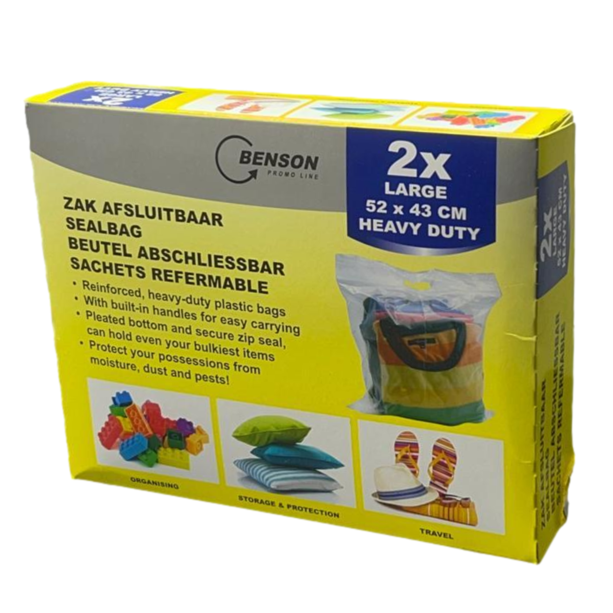 Afbeelding van Aflsuitbare Huishoudzak 2 Stuks XL – 52x43x1cm | Opberger voor Spullen voor op Reis of tijdens de