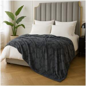 Afbeelding van Zachte OEKO-TEX Fleece Bedsprei 200×220 cm – Donkergrijs – Luxe Microvezel Plaid met Reliëf