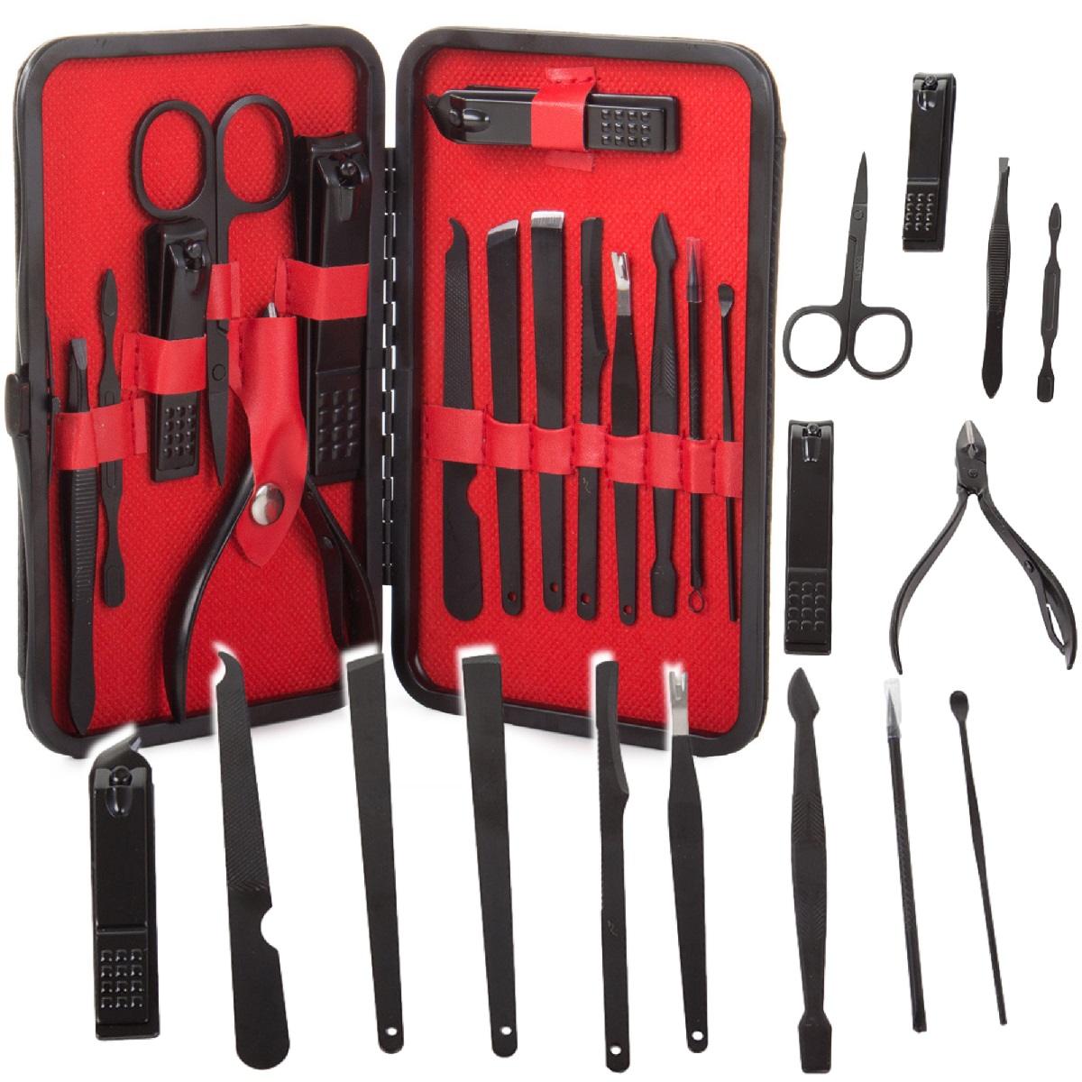 Afbeelding van 16-delige Professionele Manicure Set & Pedicureset met Nagelvijl & Nageltang – Nagelset met