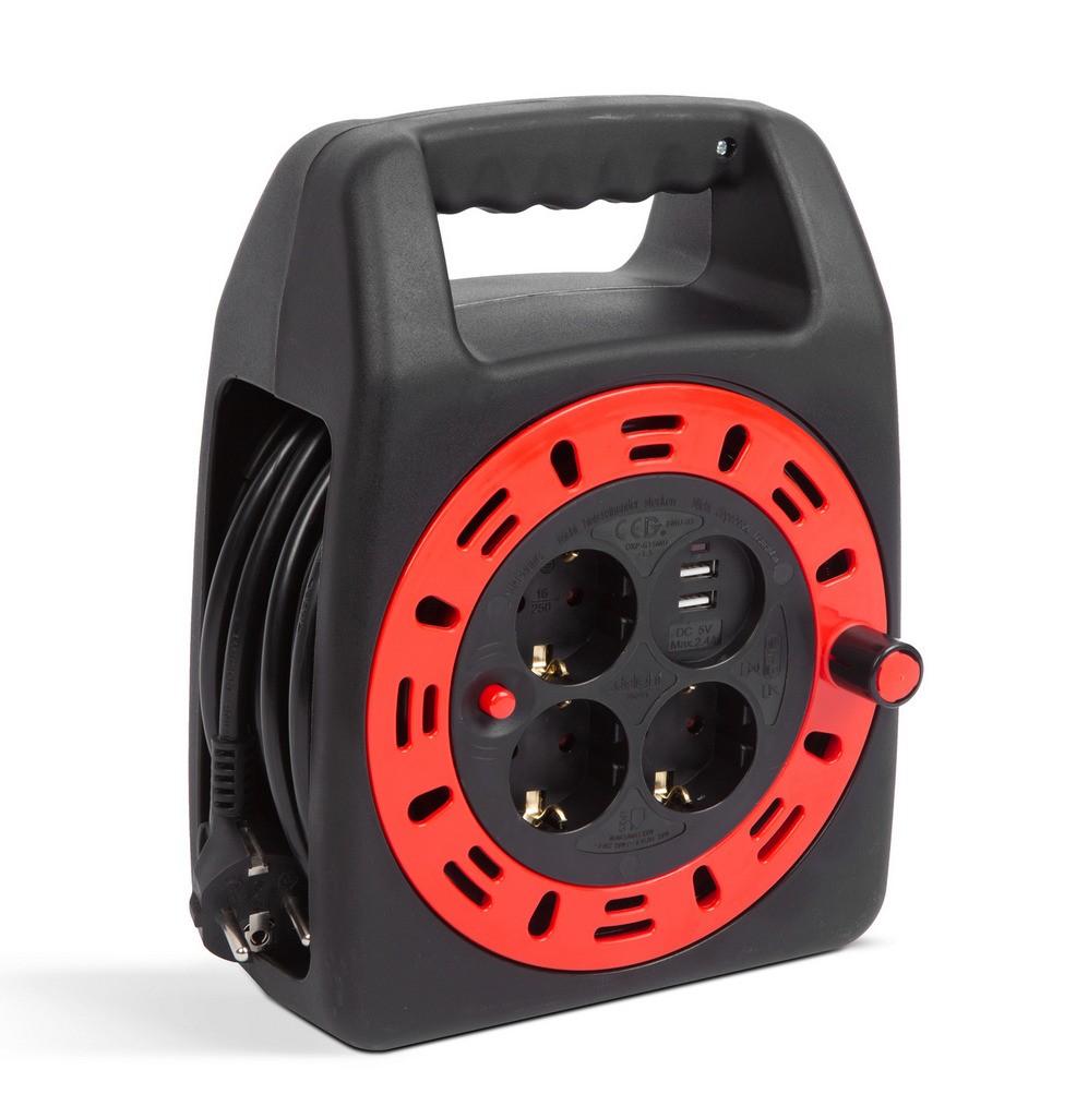 Afbeelding van Delight - Verlengkabel op Haspel - 15 meter - 3x1.5 mm² - Kabelhaspel Verlengkabel op rol met 3 geaarde