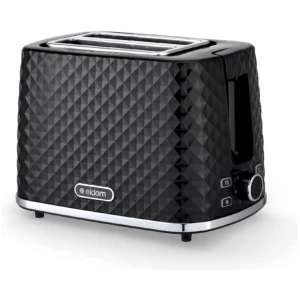 Afbeelding van Toaster Broodrooster Retro - Zwart - Model 2024 - Vintage Geroosterd brood Toaster - met Cool Wall, Ontdooi